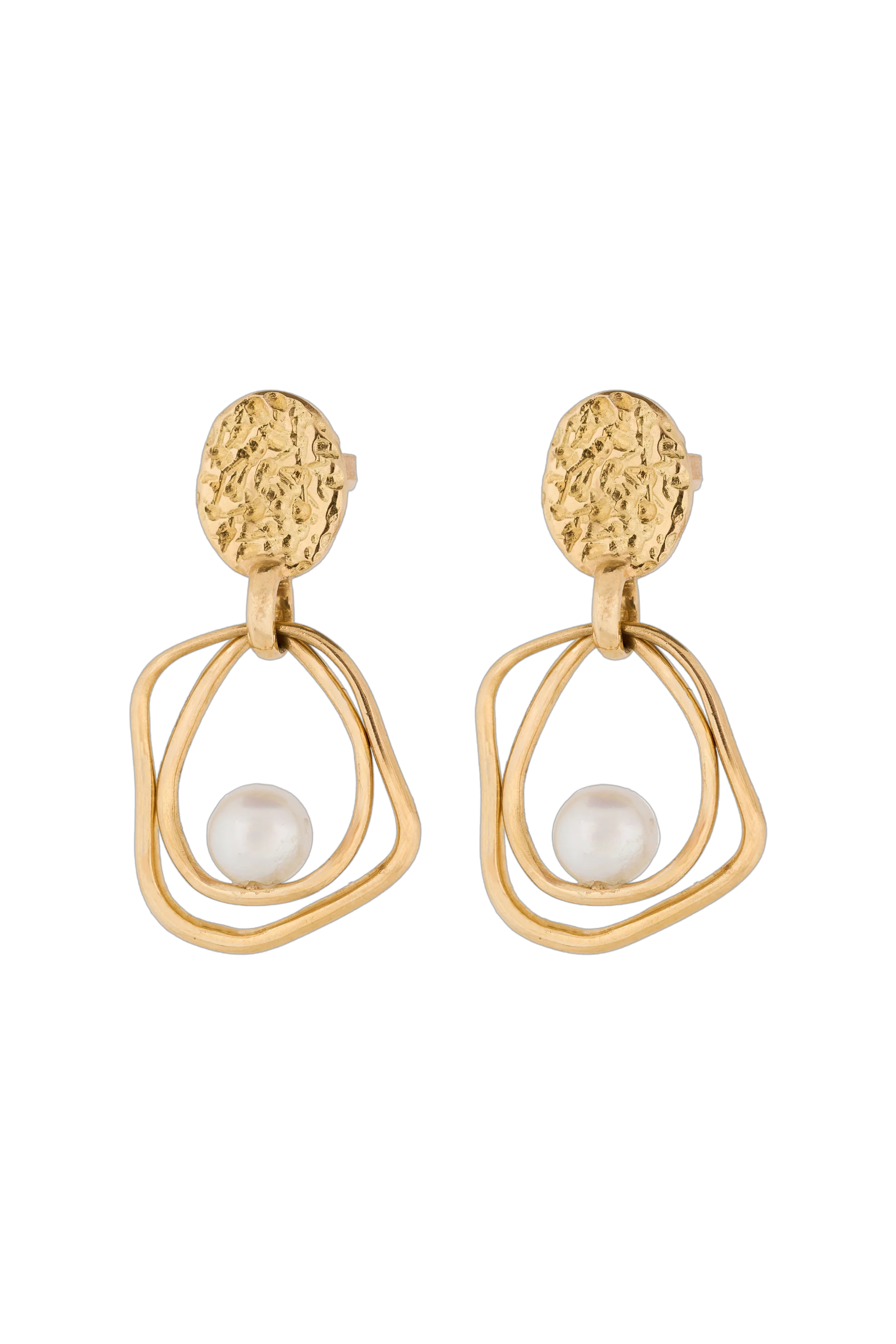 SEA COIN TRAPEZE GOLD EARRINGS