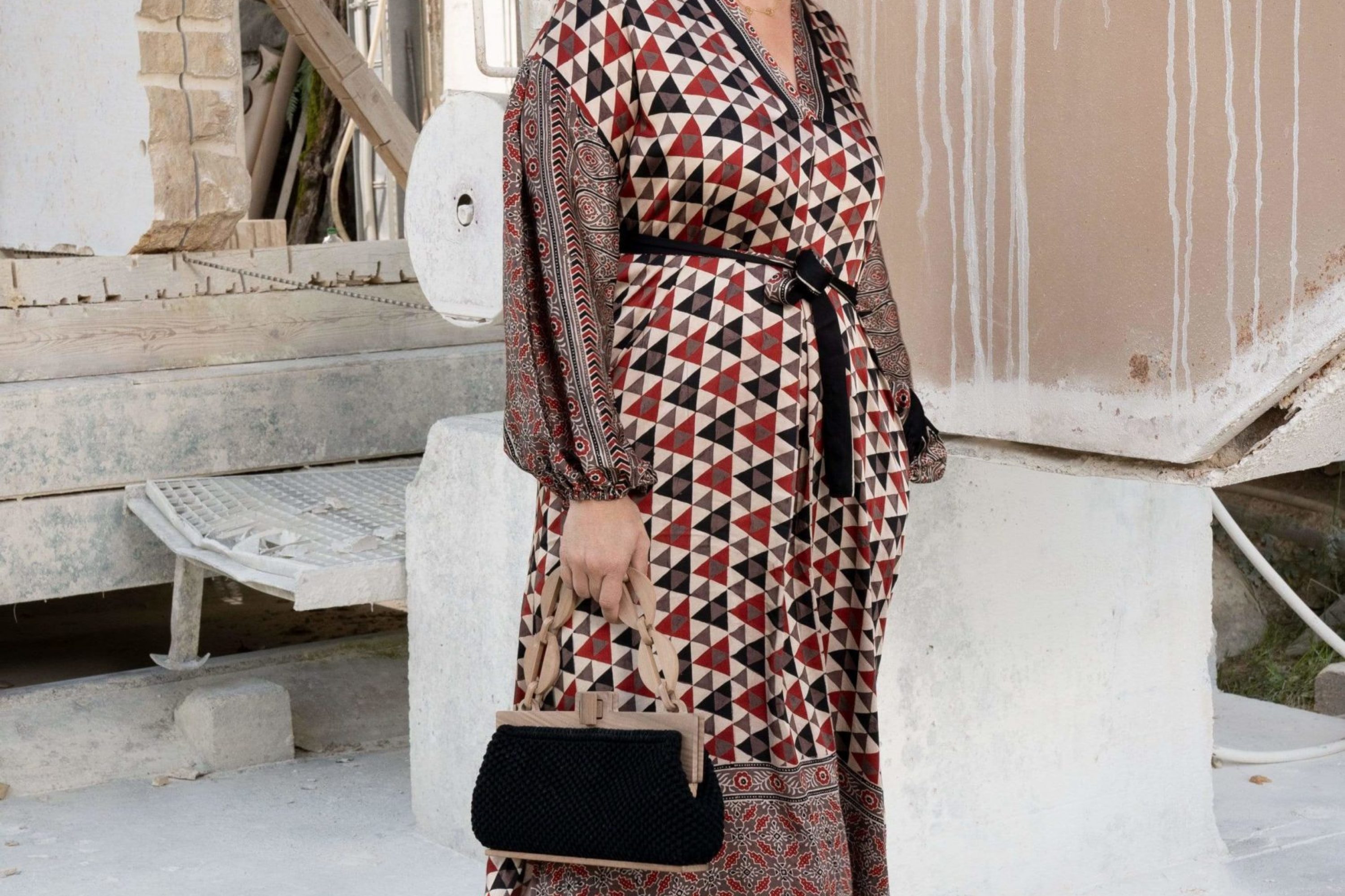 Rubin, Cognac and Black Silk Jasmine Kimono Dress – Obidi